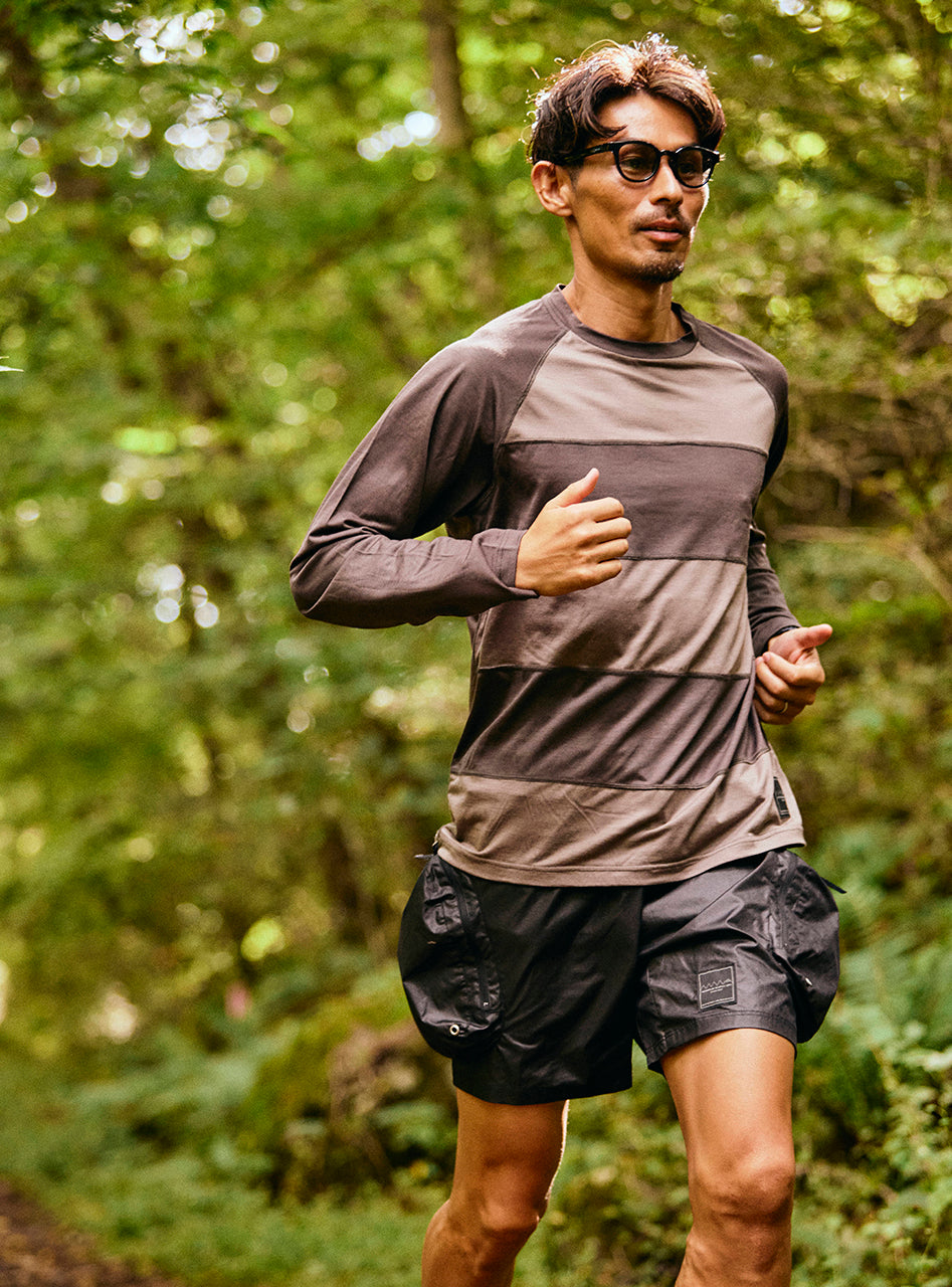 T-shirt long en laine à bordure MMA REDA ACTIVE « JEROME » (Noir_Gris)